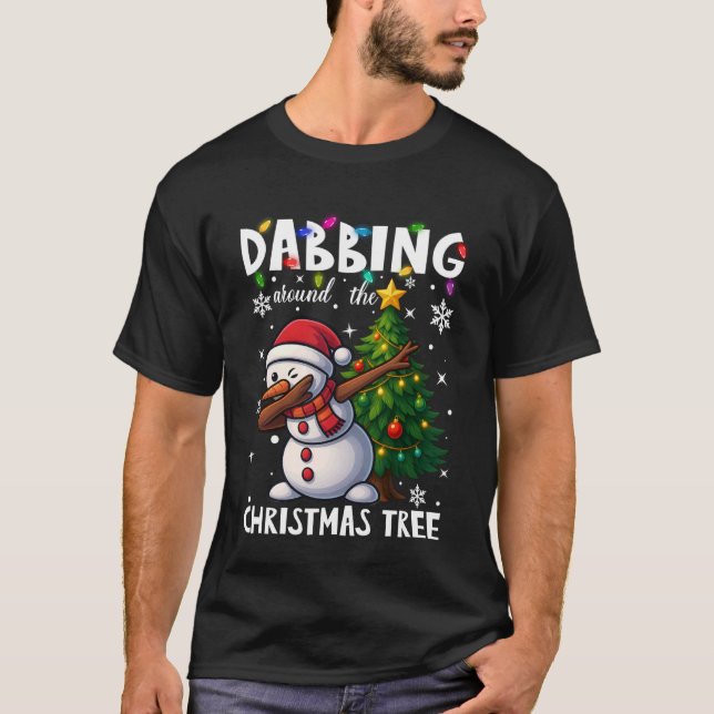 Dabbing Snowman Santa Squad Christmas Tree Boys Me T-Shirt (Front)