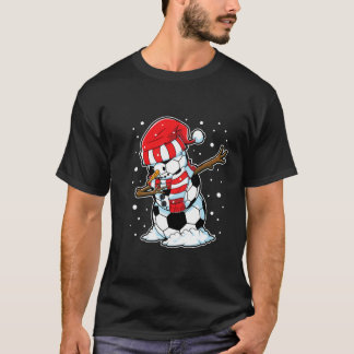 Dabbing Snowman Soccer Ball Christmas Santa Boys T-Shirt