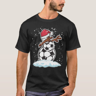Dabbing Snowman Soccer Christmas Funny T mens socc T-Shirt