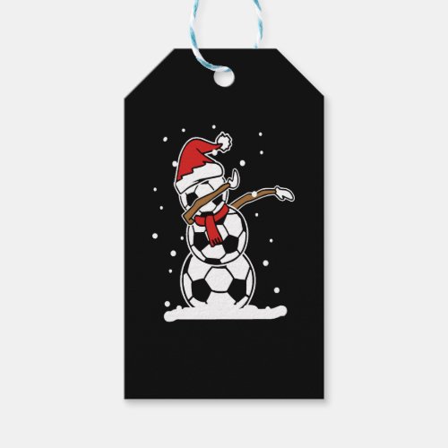 Dabbing Snowman Soccer Christmas Gift Tags