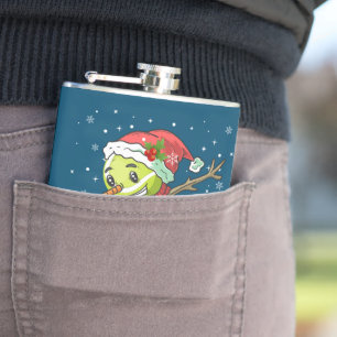 Dabbing Snowman Tennis Ball Tee Christmas Xmas Flask