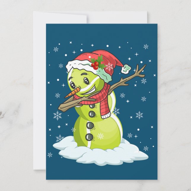 Dabbing Snowman Tennis Ball Tee Christmas Xmas Invitation (Front)