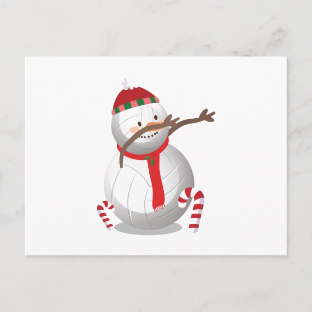 Dabbing Snowman Volleyball Christmas Funny Dab Holiday Postcard (Front)