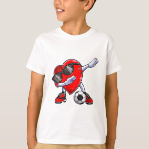 Dabbing Soccer Ball Heart Valentines Day T-Shirt