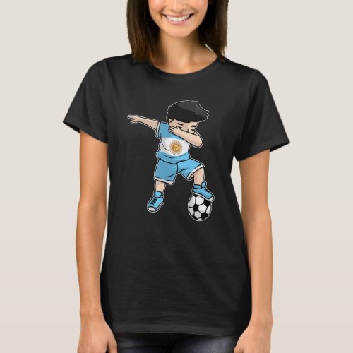 Dabbing Soccer Boy Argentina   Argentinian Boys Fo T_Shirt