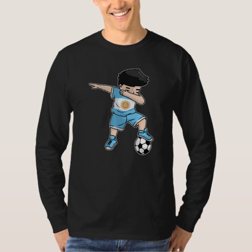 Dabbing Soccer Boy Argentina  Argentinian Boys Foo T_Shirt