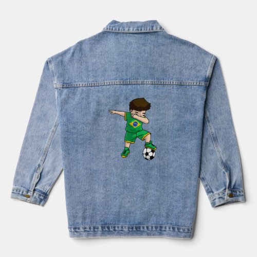 Dabbing Soccer Boy Brazil Brazilian Boys Cool Foot Denim Jacket