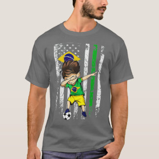 Dabbing Soccer Boy Brazil Jersey - Brazilian Foot T-Shirt
