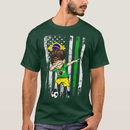 Dabbing Soccer Boy Brazil Jersey  _ Brazilian Foot T_Shirt
