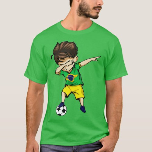 Dabbing Soccer Boy Brazil Jersey _ Brazilian Footb T_Shirt