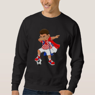 Dabbing Soccer Boy Croatia Football Flag Kids Sweatshirt