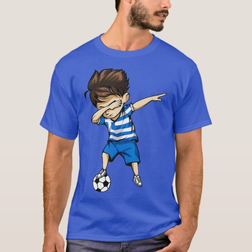 Dabbing Soccer Boy Greece Jersey  _ Greek Football T_Shirt
