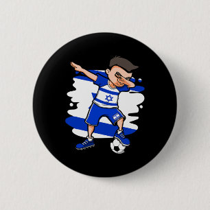 Dabbing Soccer Boy - Israel Jersey Israeli Footll Button