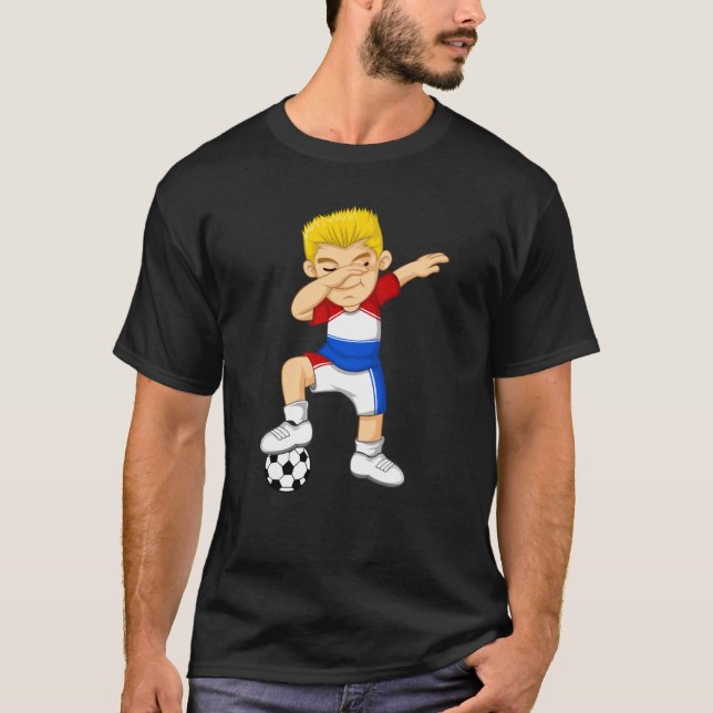 Dabbing Soccer Boy Netherlands Jersey Best Dutch F T-Shirt (Front)