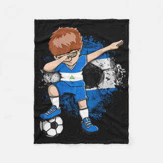 Dabbing Soccer Boy Nicaragua Jersey Nicaragua Foot Fleece Blanket