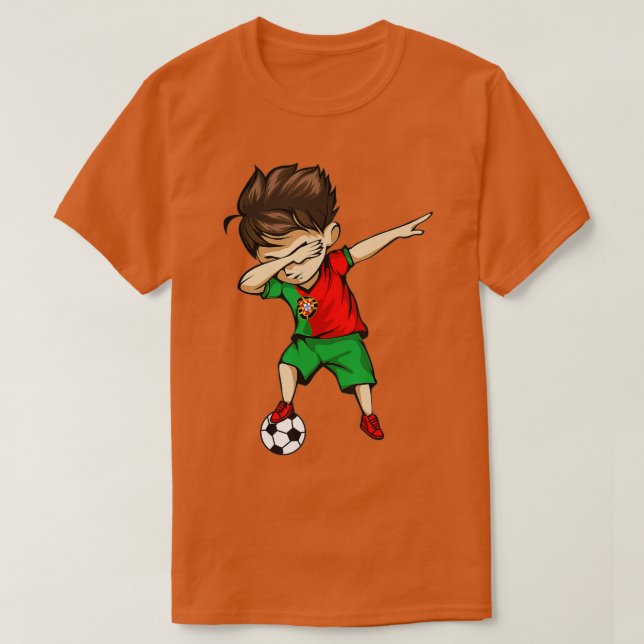 Dabbing Soccer Boy Portugal Jersey  Portuguese Foo T-Shirt (Design Front)
