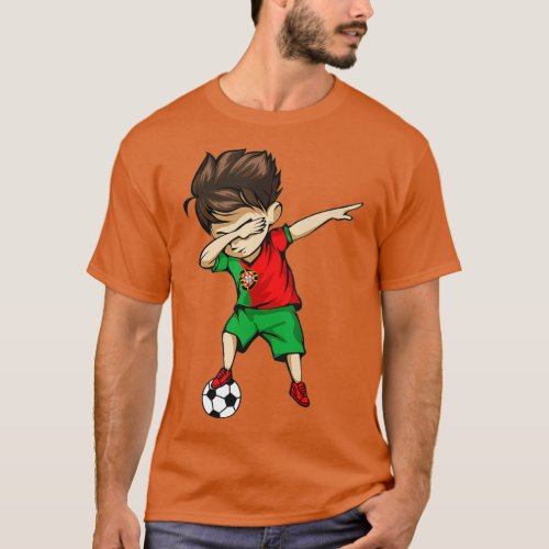 Dabbing Soccer Boy Portugal Jersey  Portuguese Foo T_Shirt
