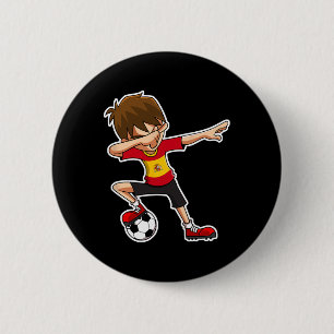 Dabbing Soccer Boy Spain Jersey, Spanish Kids Dab Button