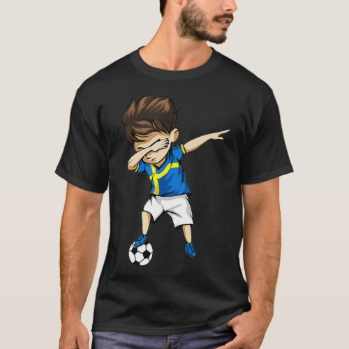Dabbing Soccer Boy Sweden Jersey _ Swedish Footbal T_Shirt