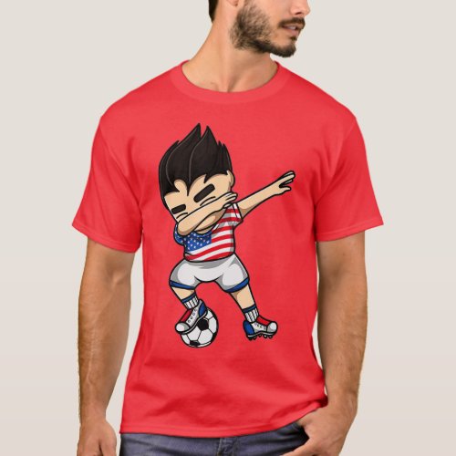 Dabbing Soccer Boy United States Jersey _ USA Foot T_Shirt