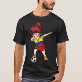 Dabbing Soccer Girl Colombia Jersey Colombian Foo T-Shirt