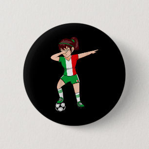 Dabbing Soccer Girl Italy Jersey Italian Footll Fa Button