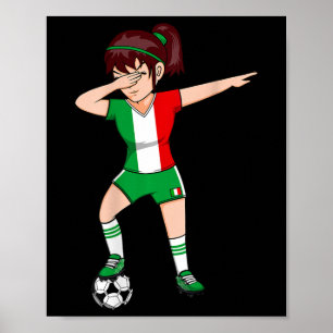 Dabbing Soccer Girl Italy Jersey Italian Footll Fa Poster