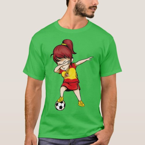 Dabbing Soccer Girl Spain Jersey  _ Spanish Footba T_Shirt