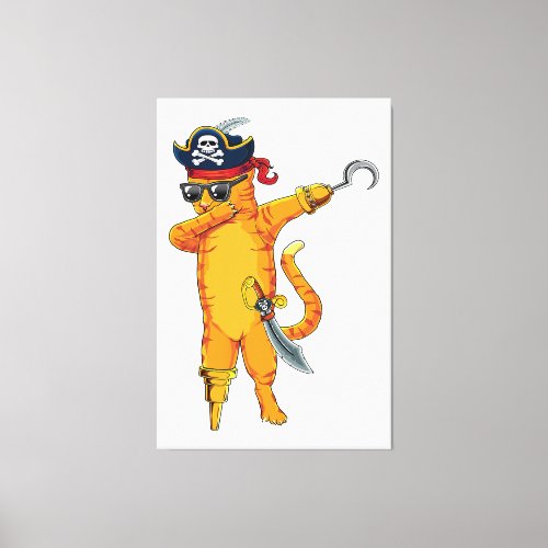 Dabbing spooky pirate cat Halloween costume T_shir Canvas Print