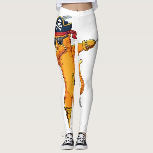 Dabbing spooky pirate cat Halloween costume T_shir Leggings