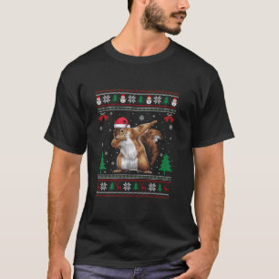 Dabbing Squirrel Santa Hat Boys Girls Kids Christm T-Shirt