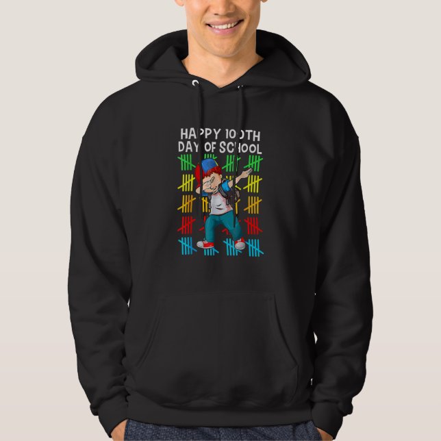 Dabbing Student Cute Girl Toddler Happy 100th Day  Hoodie (Front)