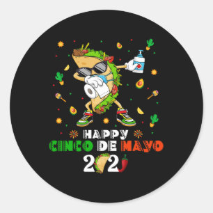 Dabbing Taco Cinco De Mayo 2021 Face Mask Quaranti Classic Round Sticker