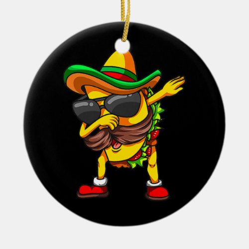 Dabbing Taco Cinco de Mayo Boys Men Mexican Food Ceramic Ornament