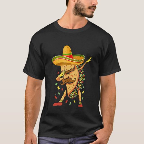 Dabbing Taco Cinco De Mayo Rainbow Mexican Food So T_Shirt