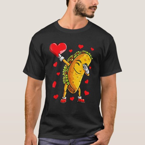 Dabbing Taco Heart Love Valentines Day Boys Food L T_Shirt