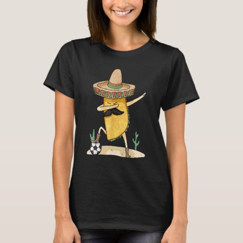 Dabbing Taco Mexican Soccer Sports Funny Cinco De  T_Shirt