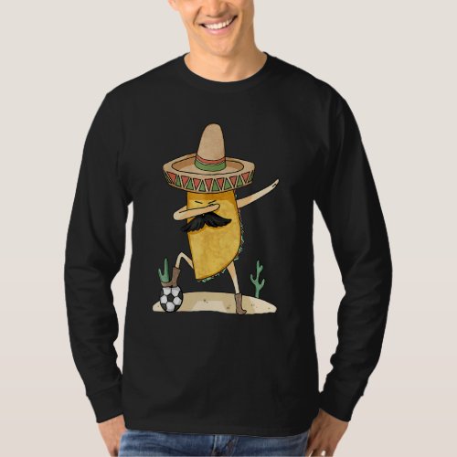 Dabbing Taco Mexican Soccer Sports Funny Cinco De  T_Shirt