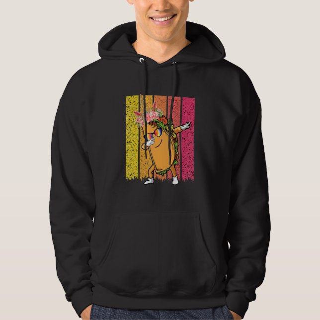 Dabbing Tacos wear flower crown unicorn tie dye su Hoodie (Front)
