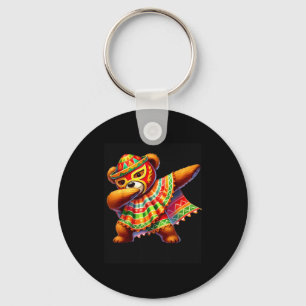 Dabbing Teddy Bear Lucha Libre Cinco De Mayo Mexic Keychain