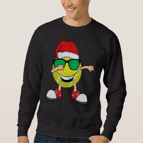 Dabbing Tennis Ball Santa Hat Sunglasses   Christm Sweatshirt