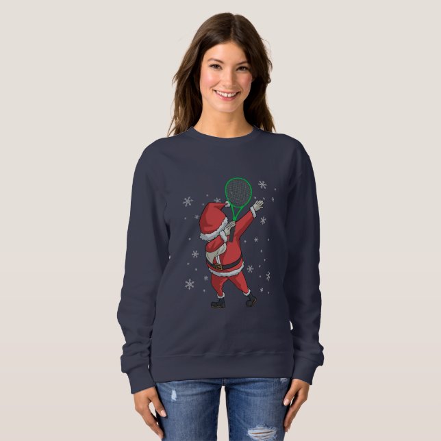 Dabbing Tennis Santa Claus Christmas Gift Shirt (Front Full)