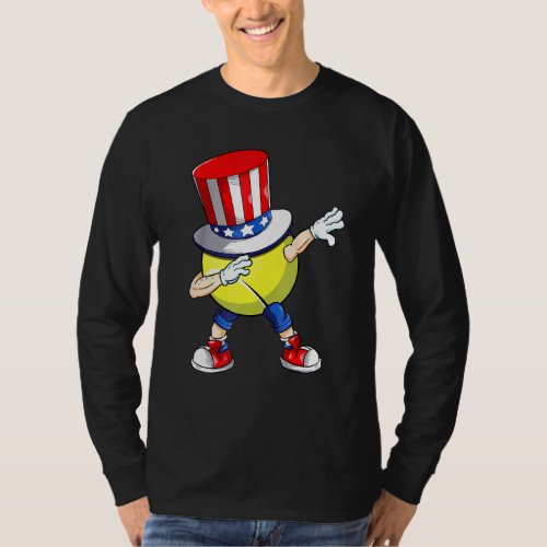 Dabbing Tennis With Usa Hat Patriotic 4th Of July T-Shirt