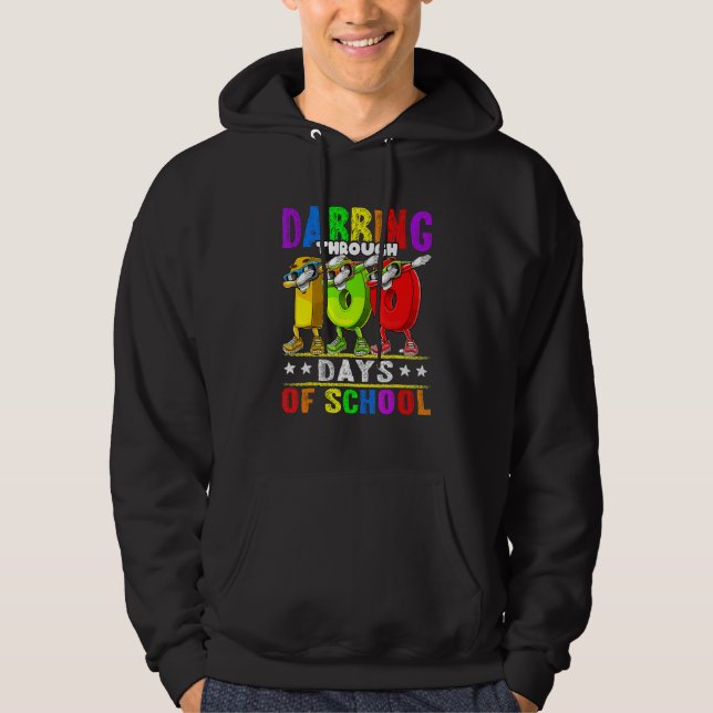 Dabbing Through 100 Days of School 100th Day Schoo Hoodie (Front)