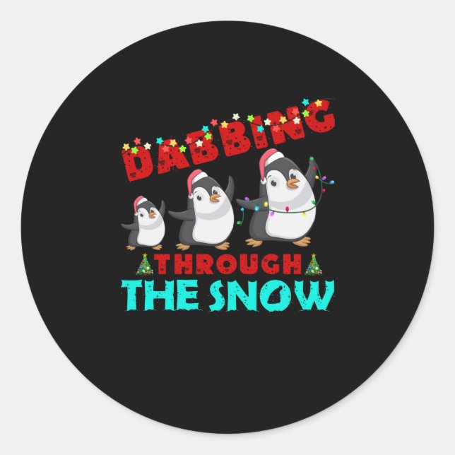 Dabbing Through The Snow Classic Round Sticker (Front)