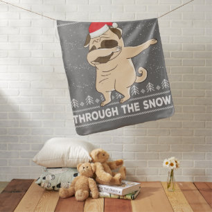 Dabbing Through The Snow Pug Ugly Christmas Sweate Baby Blanket