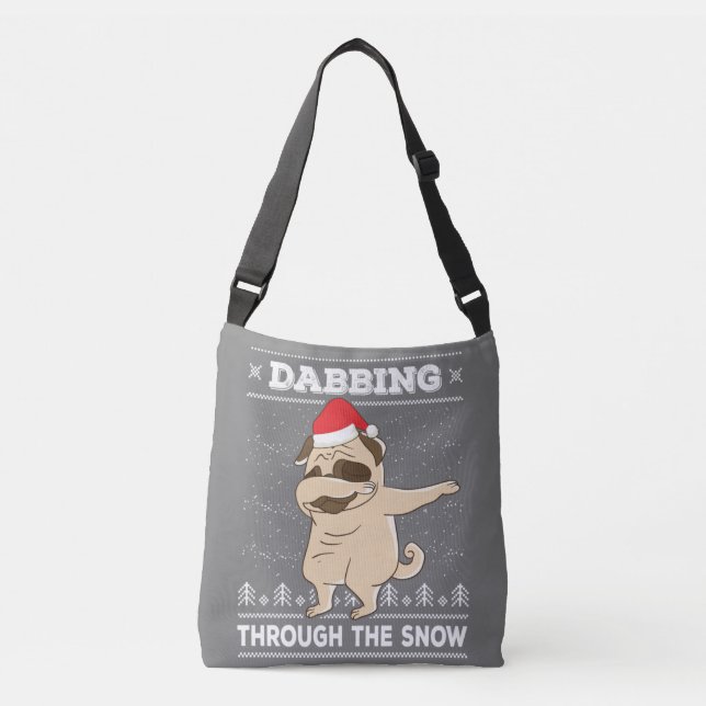 Dabbing Through The Snow Pug Ugly Christmas Sweate Crossbody Bag (Front)
