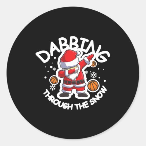 Dabbing Through The Snow Santa Basketball Funny Ch Classic Round Sticker