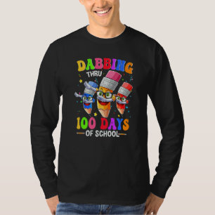 Dabbing Thru 100 Days Of School Crayon Teacher Kid T-Shirt