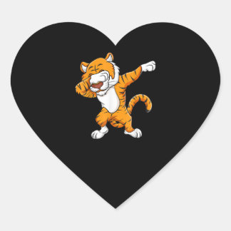 Dabbing Tiger Squad Football Mascot Funny Dab Heart Sticker